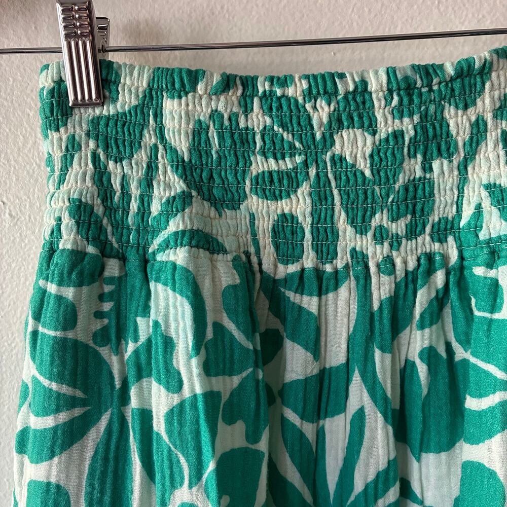 Marine Layer Tropical Floral Tiered Midi Skirt XS/S Green White Smocked Pockets - Picture 2 of 10